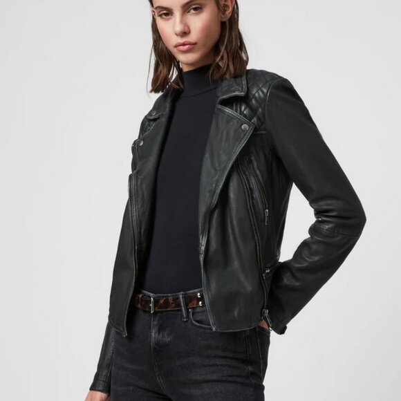 Allsaints Cargo Leather Jacket size 0 - Picture 3 of 11